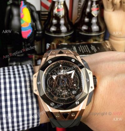 New Hublot Big Bang SANG BLEU II Watches Rose Gold Black Bezel